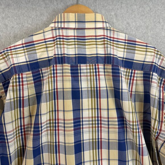 Beretta Mens Collared‎ Button-Up Shirt Plaid Long Sleeve Blue Cream Size US XL - Picture 6 of 12